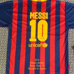 Boys Soccer Jersey FCB Messi Size 14